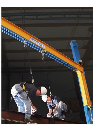 Gorbel Tether Track Fall Arrest System on an Overhead Crane